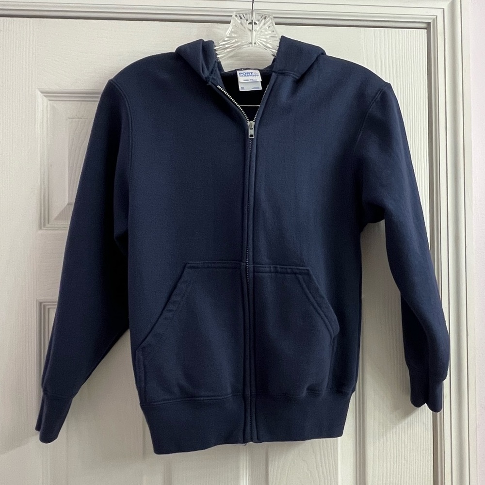 Navy Blue Youth Lightweight Fleece Jacket Zip Up Size M